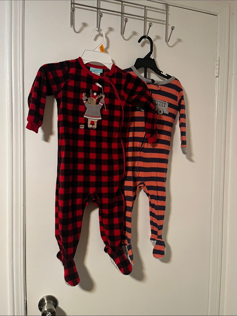 Red & Black Buffalo Plaid Kids One-Piece Footed Pajamas